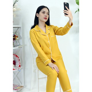 Đồ Bộ nữ P2 VÀNG pijama dài tay mặc nhà Lụa 108 nhẹ nhàng dịu dàng