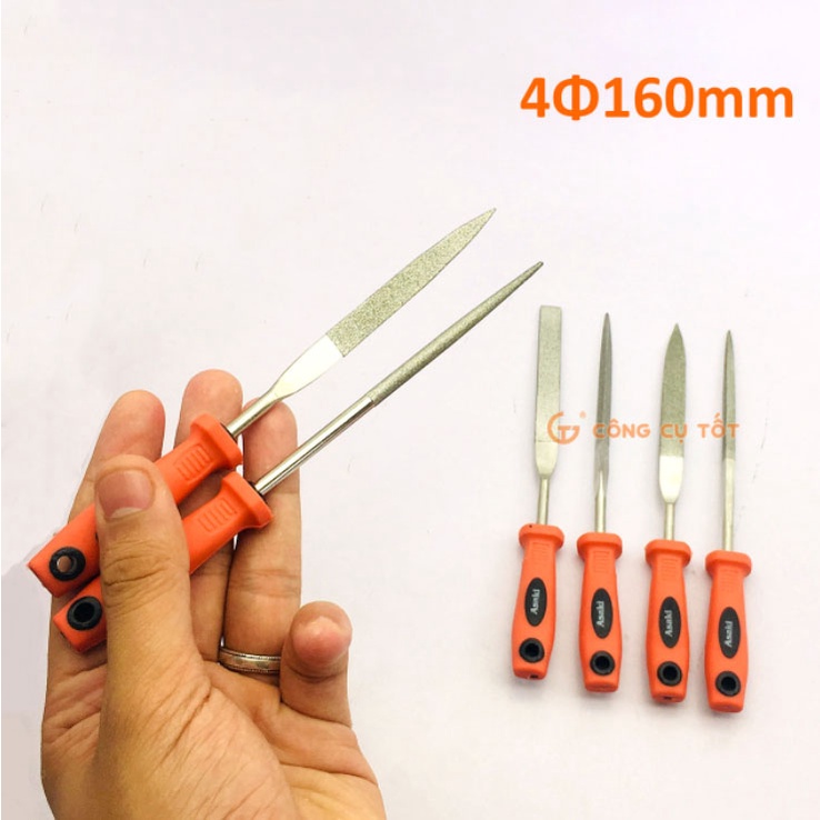 Bộ 6 cây dũa kim loại phủ kim cương siêu cứng Asaki