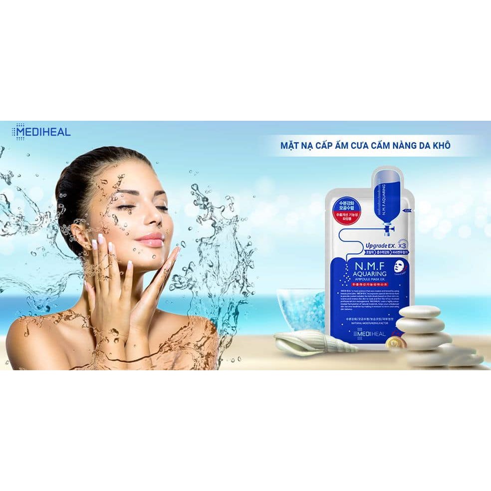 Mặt Nạ Mediheal NMF Aquaring Ampoule Mask Ex. Dưỡng Ẩm, Kiềm Dầu, Se Khít Lỗ Chân Lông, Kiểm Soát Bã Nhờn Chính Hãng