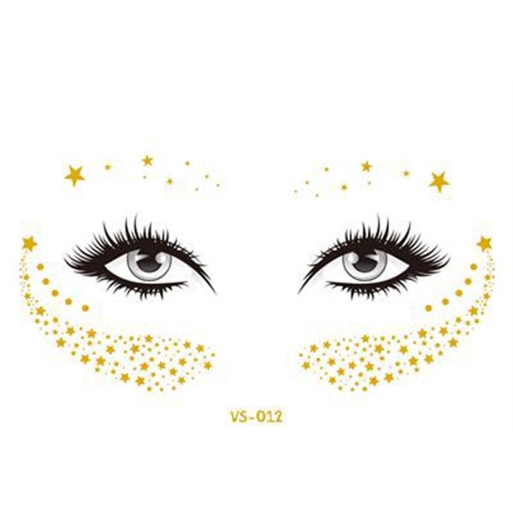 Miếng dán hình xăm tạm thời trang điểm mặt màu vàng đồng kháng nước