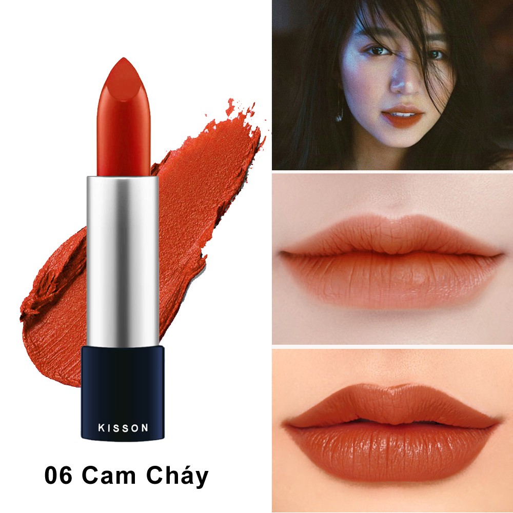 { Chính Hãng } Son Lì KISSON Matte Lipstick Mã #6 < Màu Cam Cháy >