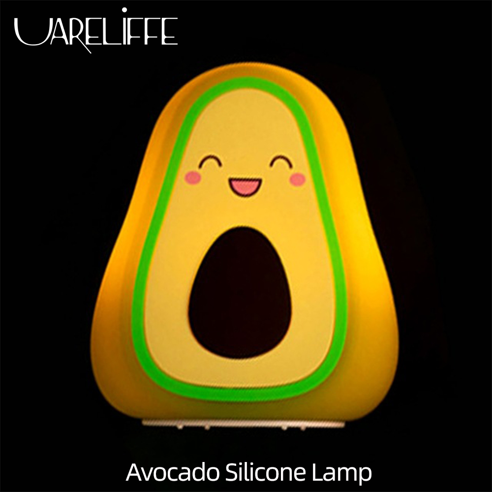 Uareliffe Avocado Đèn ngủ Chất liệu silicone mềm Điều khiển bằng giọng nói Thông minh Đèn ngủ LED Hoạt hình dễ thương Đèn để bàn USB có thể sạc lại Ánh sáng trắng ấm có thể điều chỉnh Đèn ngủ tại nhà Đèn ngủ cho trẻ em Đèn trang trí