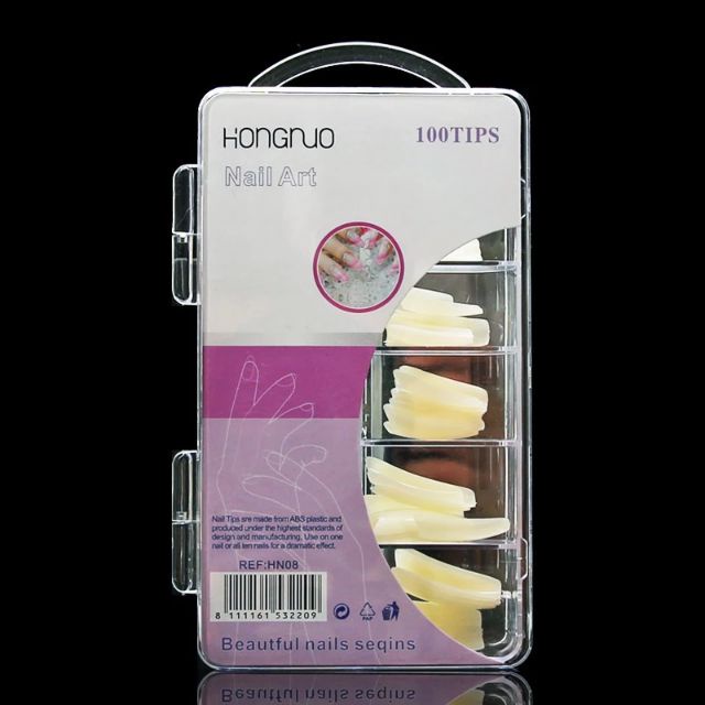 Hộp Móng giả dán và nối móng nail hiệu Hongnuo thương hiệu chất lượng ngành . Chất liệu móng dẻo cực thích.