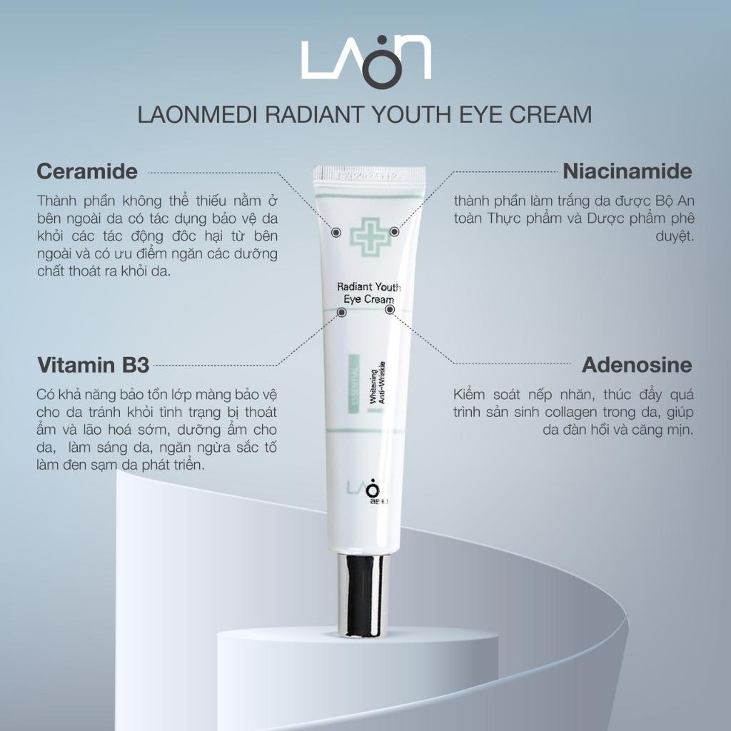Kem dưỡng mắt, giảm thâm, cải thiện nếp nhăn Esential Radiant youth LAON - Sale Chính hãng