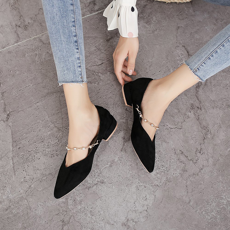 Giày Thuyền Đế Bằng Mũi Nhọn Cho Nữ Và Văn Phòng (Màu Hạt Dẻ)