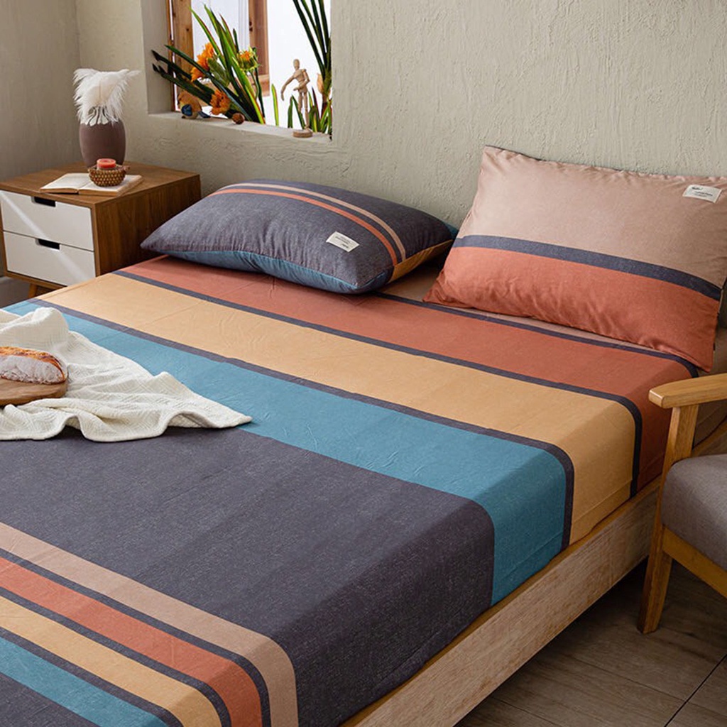 Bộ ga,gối,Ga Giường EMMIBEDDING STORE,mẫu kẻ sắc màu