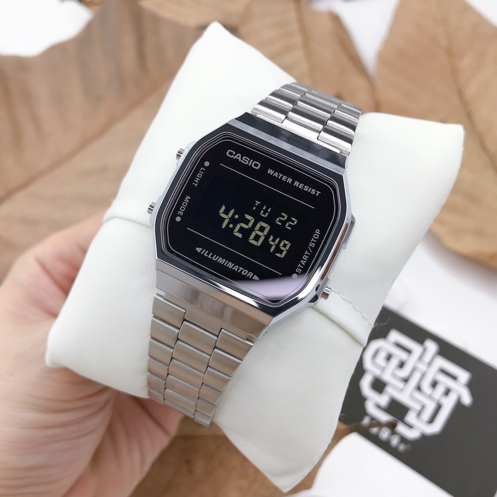 Đồng hồ nam Casio A168 / A168WEM-1 mặt tráng gương, chống nước chính hãng
