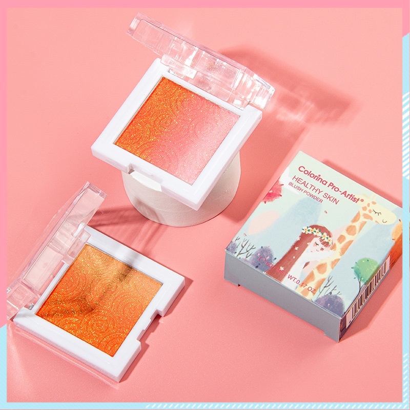 Phấn má hồng dạng cánh hoa, phấn má hồng đỏ đào với bột hạt lấp lánh mịn