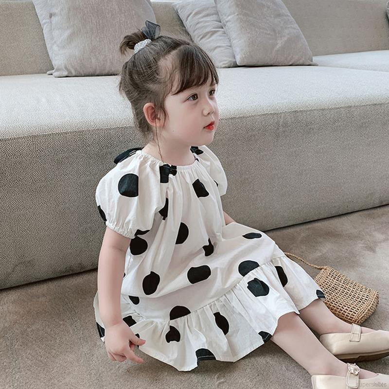 Đầm họa tiết chấm bi thời trang mùa hè cho bé 1-7 tuổi