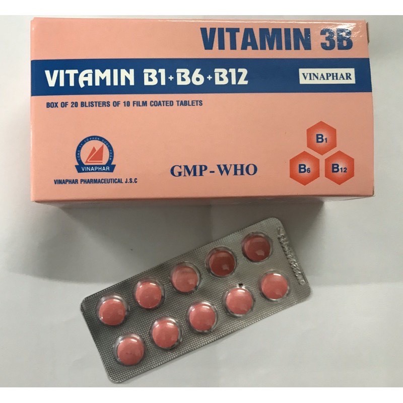 VITAMIN 3B  Vinaphar - Hộp 100 viên nén  -Hỗ trợ cải thiện tình trạng thiếu hụt vitamin nhóm B