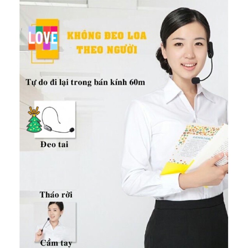 Loa máy trợ giảng không dây T9 2.4G  sử dụng sóng cao cấp 2.4G, ghi âm, chất lượng cao