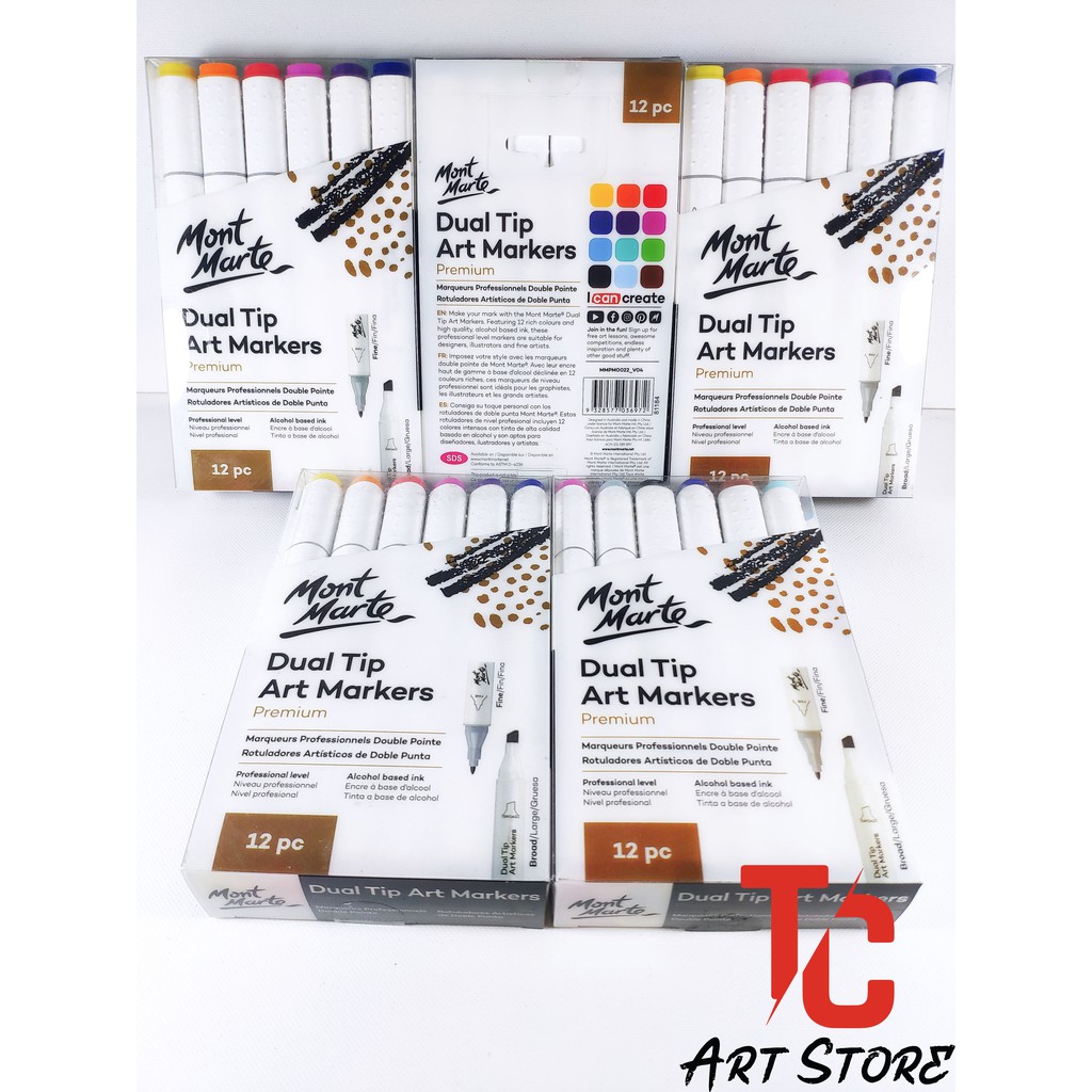 Bộ Bút MARKERS MONT MARTE 12/24 Màu – Dual Tip Art Markers Mont Marte MMPM0022