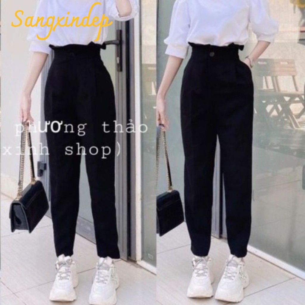 Quần baggy công sở nữ cạp cao bèo vải dày đẹp, may chuẩn | BigBuy360 - bigbuy360.vn