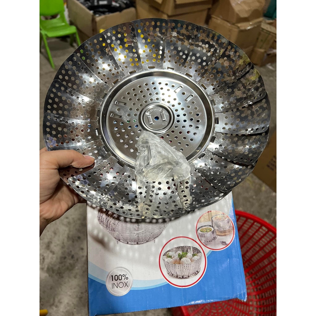 RỔ HẤP xoè inox - hấp thức ăn xếp gọn