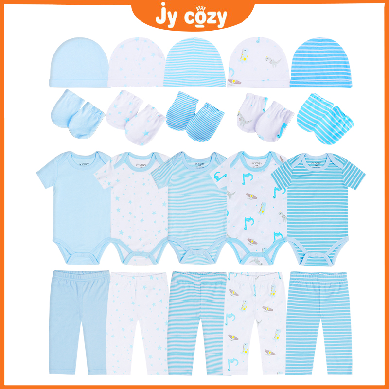 Bộ Đồ Gồm 20 Mảnh Áo Thun Tay Ngắn + Quần Dài Vải Cotton 100% Cho Bé Sơ Sinh 0-12 Tháng Tuổi