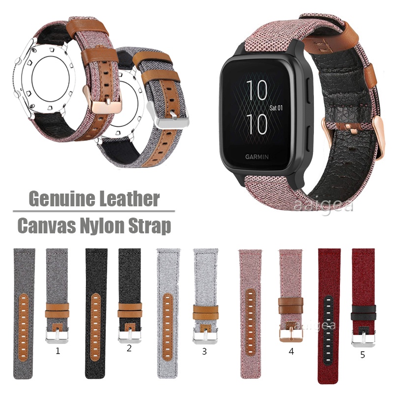 Dây Đeo Đồng Hồ Bằng Da Nylon 20mm Dành Cho Garmin Venu Sq / Vivoactive 3 / Forerunner 645 245 Music