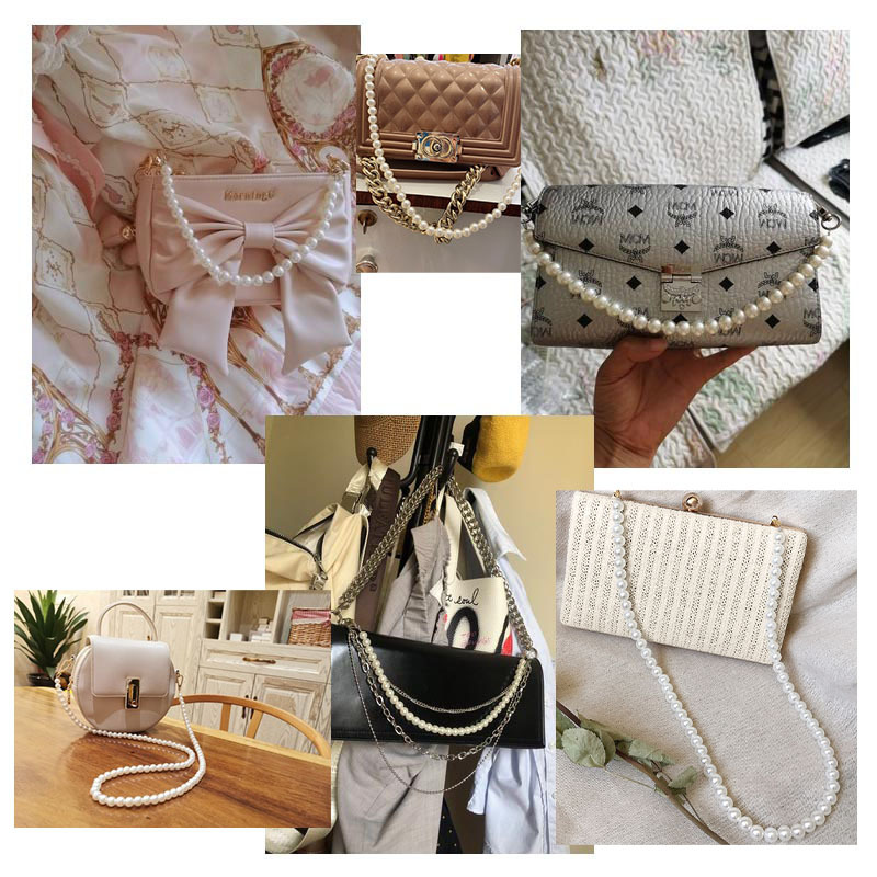 Dây đeo túi xách IELGY phối chuỗi hạt ngọc trai 10mm DIY