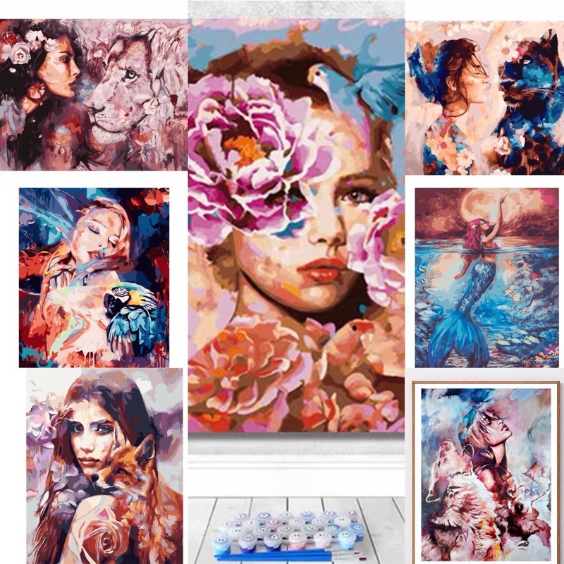 Sẵn tranh tô số hoá mỹ nữ và động vật tranh tô màu theo số Moly House | BigBuy360 - bigbuy360.vn