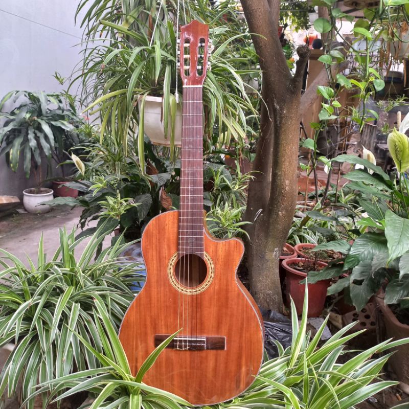 đàn guitar classic gỗ thịt full hồng đào có ty. full 10 phụ kiện