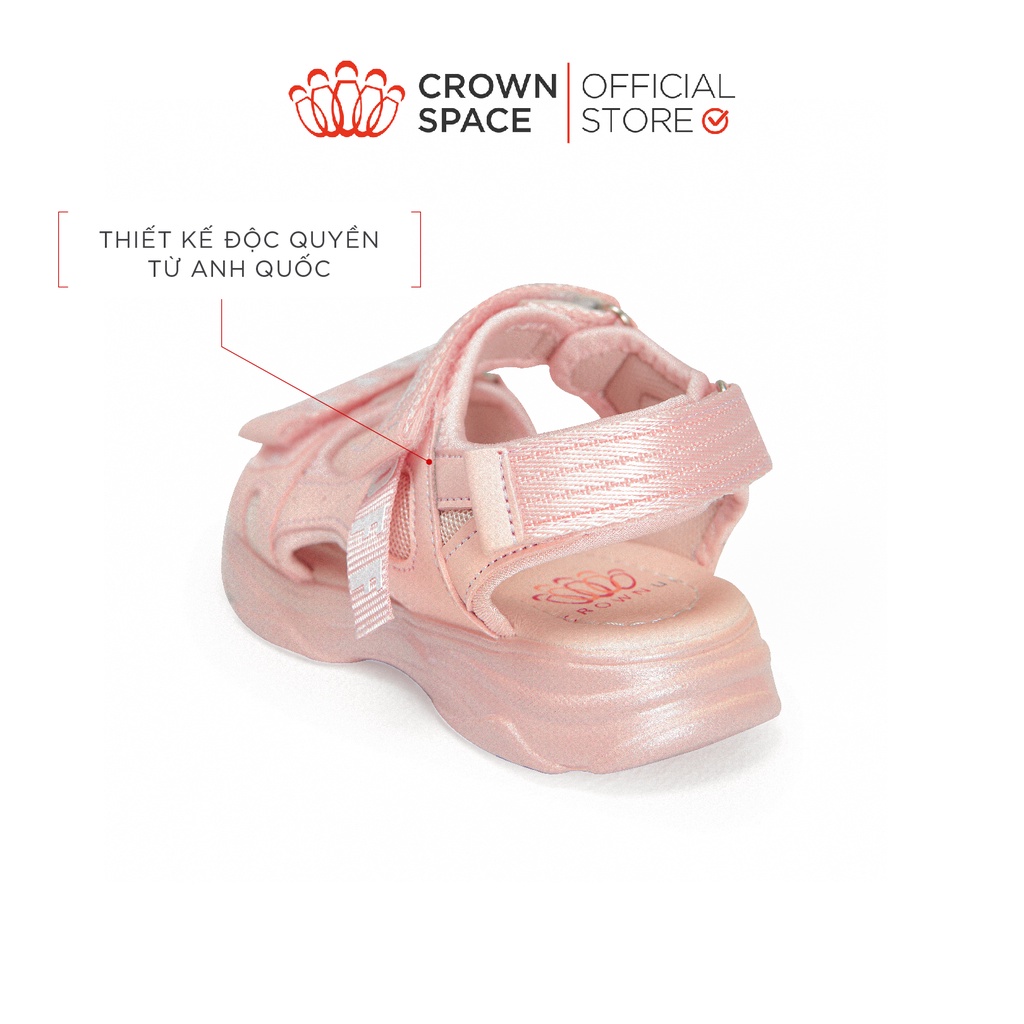 Dép Quai Hậu Sandal Bé Gái Đi Học Đi Chơi Crown Space Cao Cấp CRUK550 - Nhẹ Êm, Chống Hôi Chân Màu Hồng Size 26-36