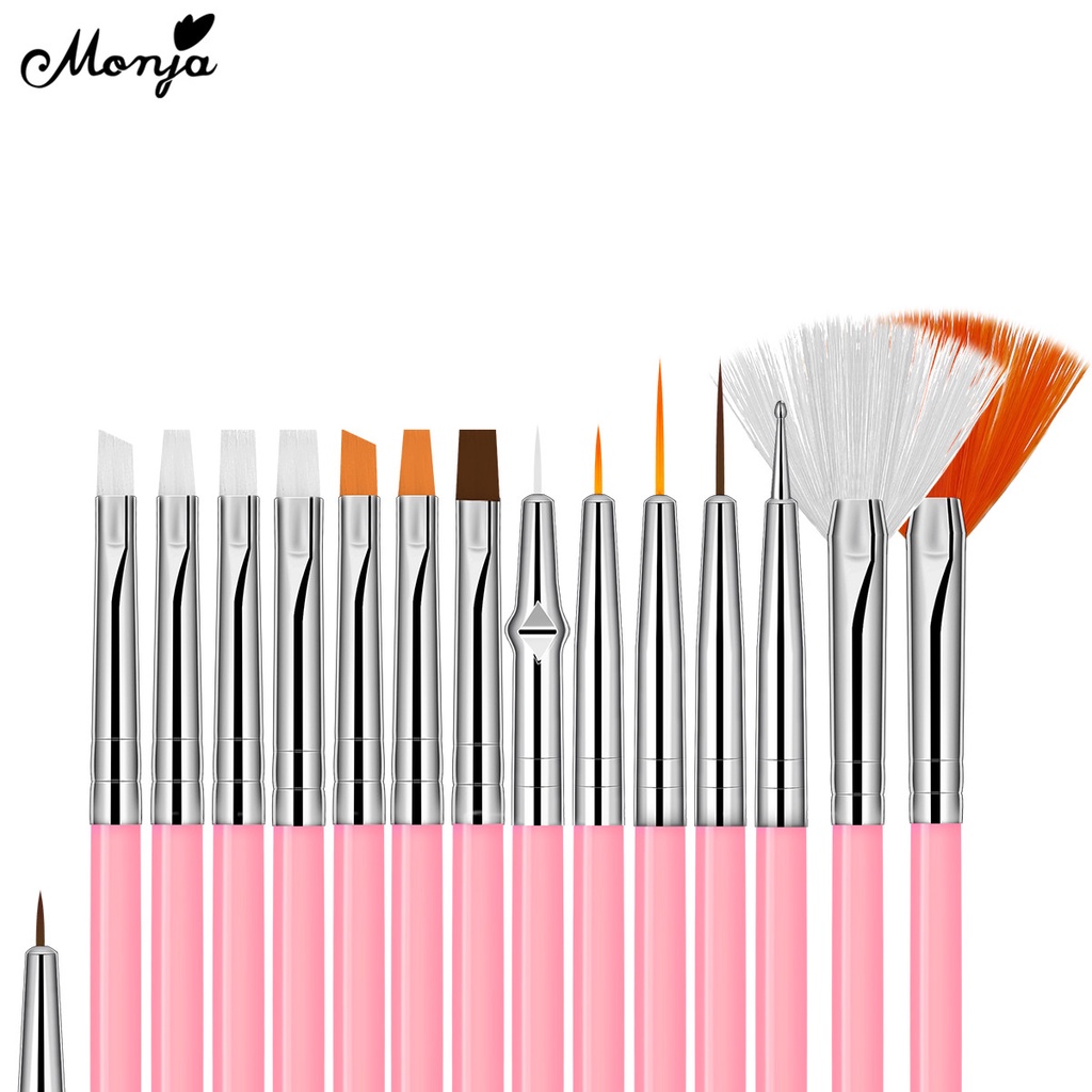 MONJA [Hàng mới về] Set 15 Cọ Vẽ Móng Tay Nghệ Thuật Chất Lượng Cao