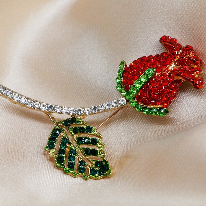 Ghim CàI ÁO HìNh Hoa HồNg ĐíNh Kim Cương Giả ThờI Trang Cho Nữ