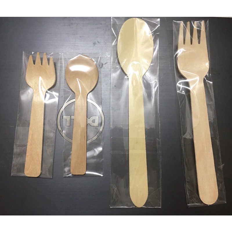 Set 10  (Muỗng gỗ hoặc  nĩa gỗ ) 16cm bọc màng