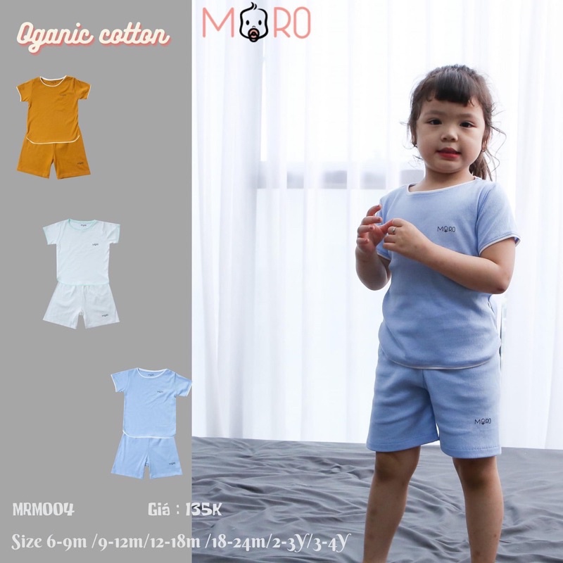 Bộ quần áo cộc tay Moro gân tăm mềm mịn cho bé trai bé gái
