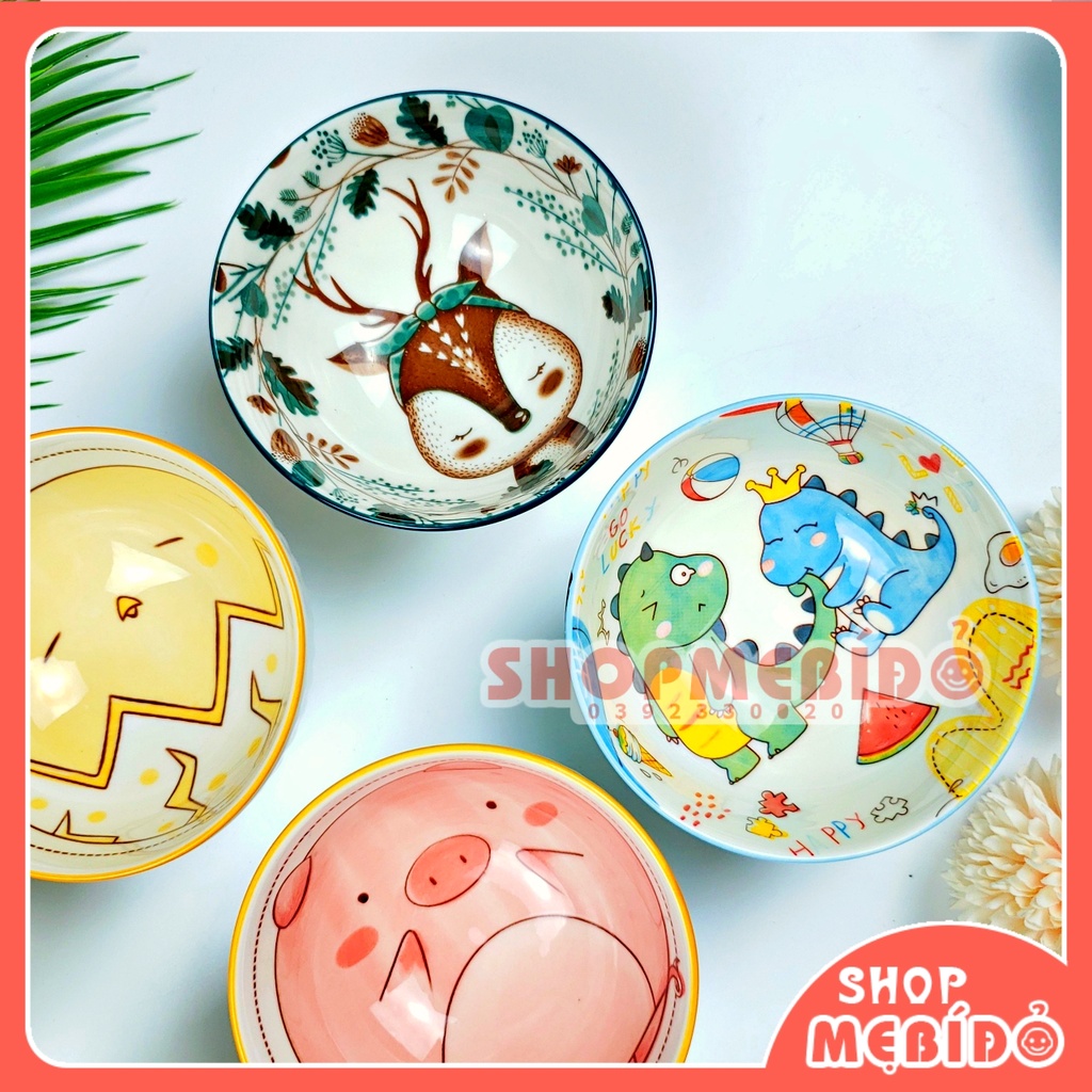 Chén Ăn Dặm Gốm Sứ Bát Ăn Cơm Hình Thú Ngộ Ngĩnh 250ML Shop Mẹ Bí Đỏ