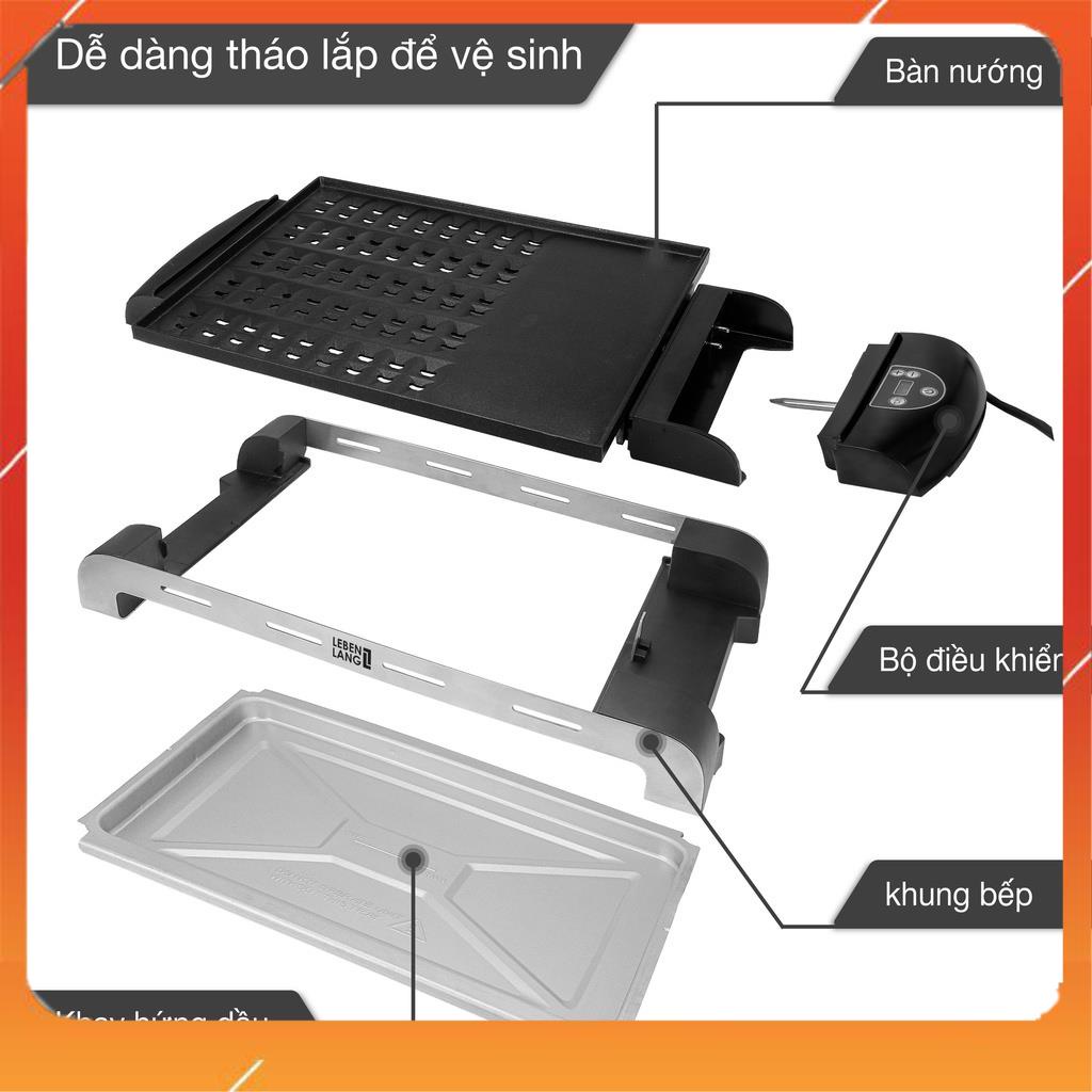 Bếp nướng điện, vỉ nướng LEBENLANG LBD9279 của Đức, khay nướng tháo rời, công suất 1400W