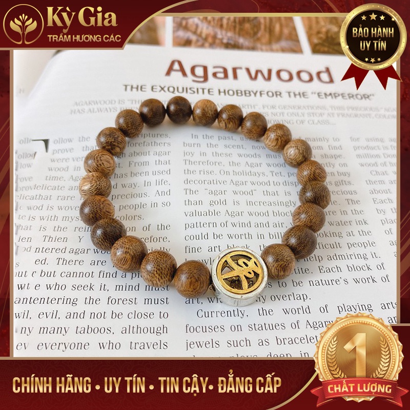 Vòng Tay Trầm Hương Kỳ Gia Tự Nhiên 100% 8li 21 Hạt Charm Phong Thủy
