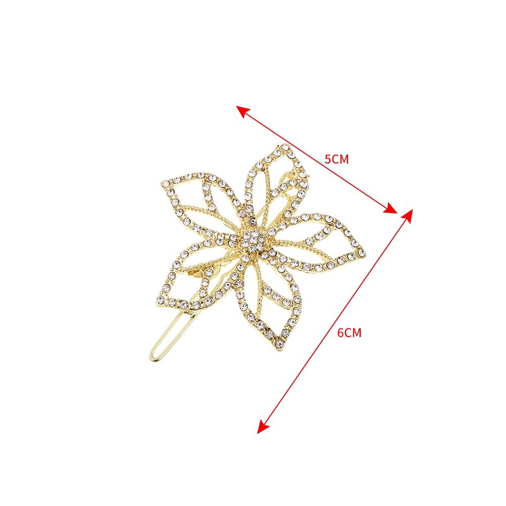 Haimeikang Set 2 cái kẹp tóc mặt hình hoa đính hạt đá kim cương thời trang dành cho nữ