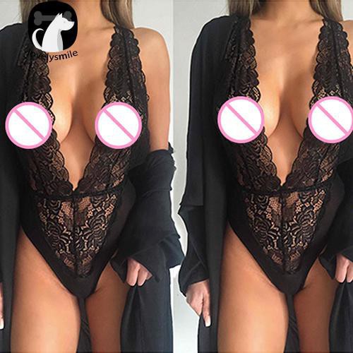 Bodysuit ngủ cổ V sâu