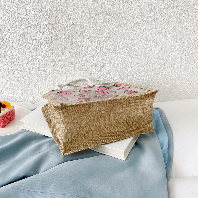 Túi Đựng Hộp Cơm Trưa Trong Suốt In Họa Tiết Trái Cây Xinh Xắn