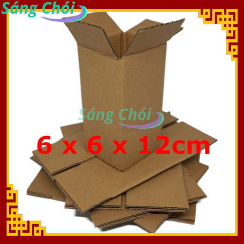 [6 x 6 x 12 cm] 10 Hộp Giấy Carton Đóng Gói Hàng Cao Cấp Dày Sóng B 3 Lớp Thùng Giấy Gói Hàng - 6x6x12 6x6x12cm