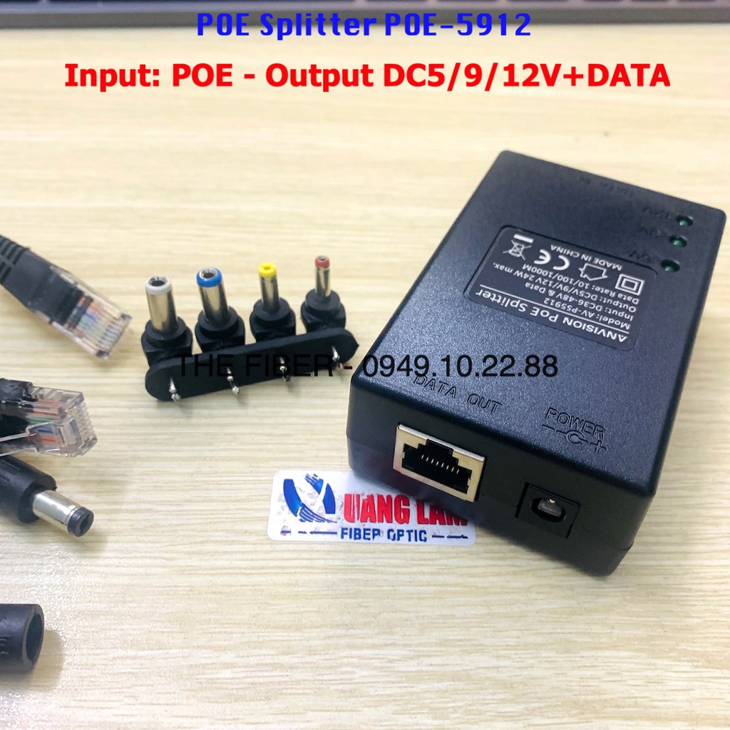 Bộ tách tín hiệu DATA và nguồn DC 5V/9V/12V từ POE - POE Splitter POE5912