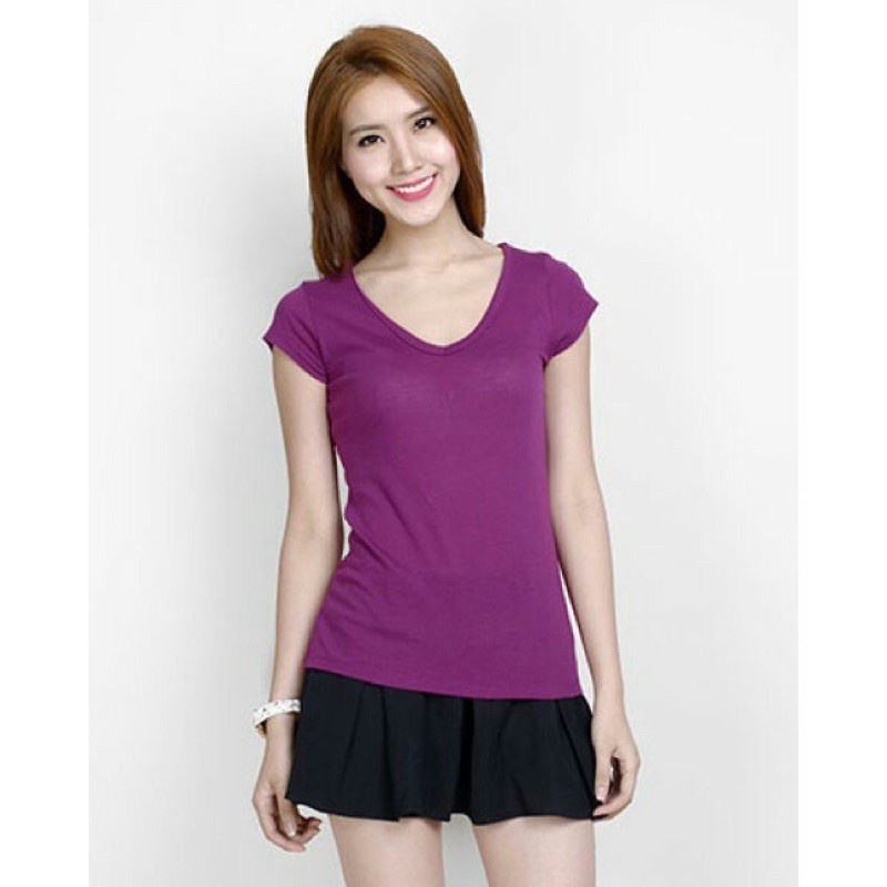 Áo phông cổ tim chất cotton full mầu