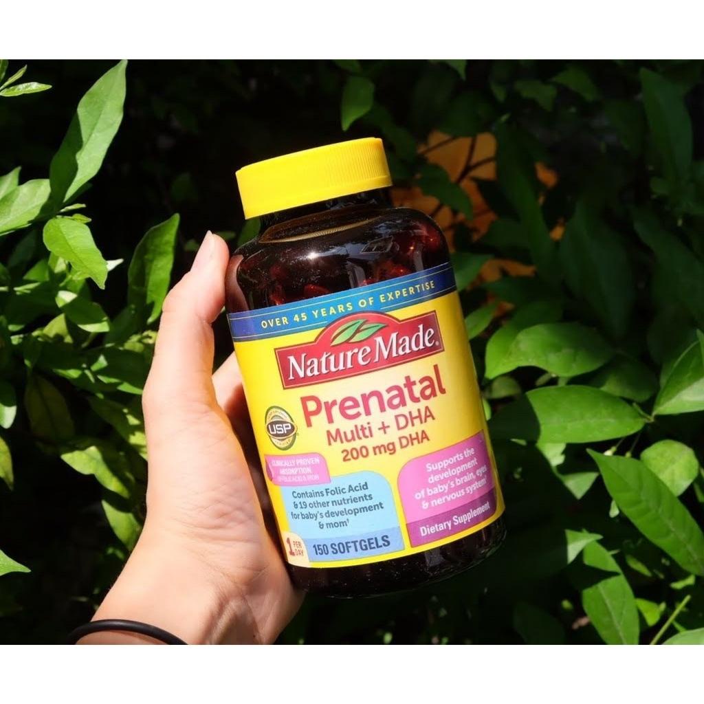 Viên Uống Vitamin Tổng Hợp Bà Bầu Nature Made – Prenatal Multi + DHA 200mg 150 Viên