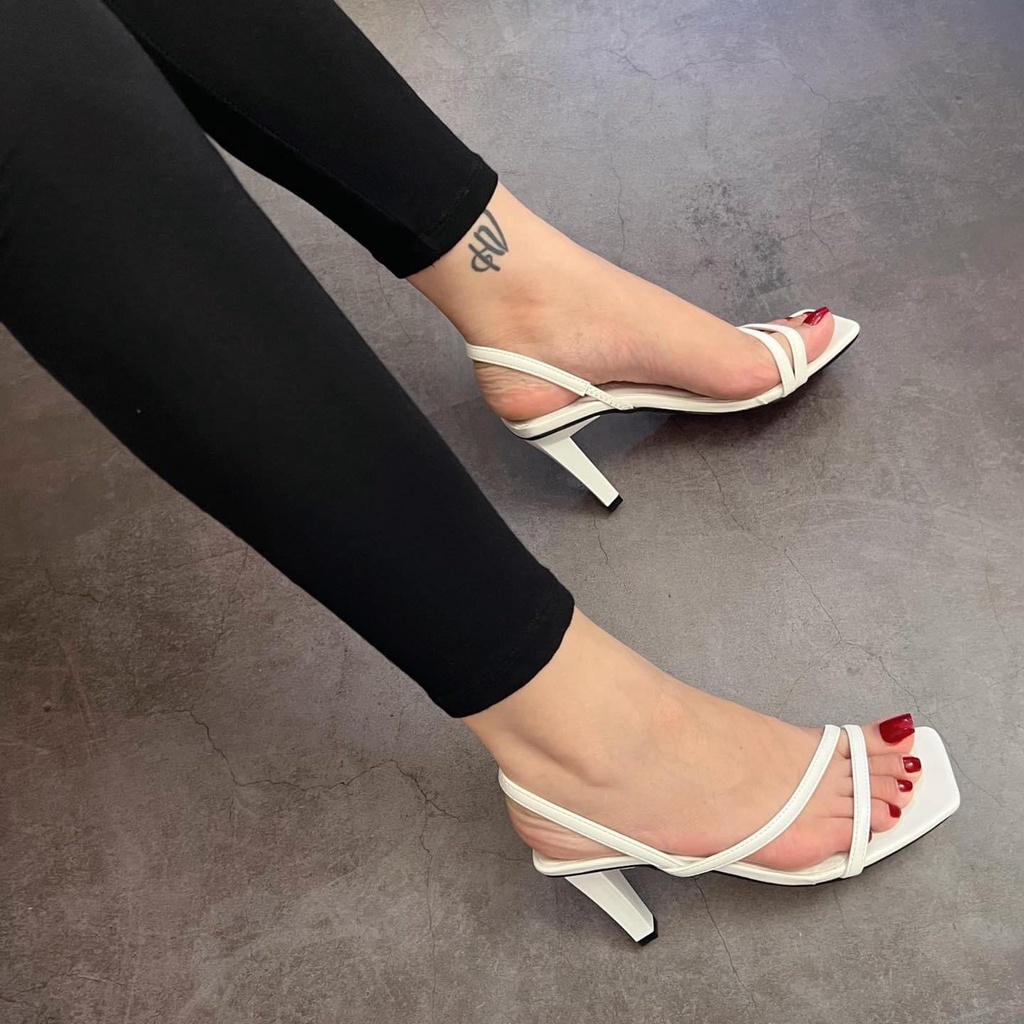 SANDAL  NỮ -GIÀY CAO GÓT ĐẾ TRỤ 8 PHÂN QUAI MẢNH CHÉO THỜI TRANG SÀNH ĐIỆU