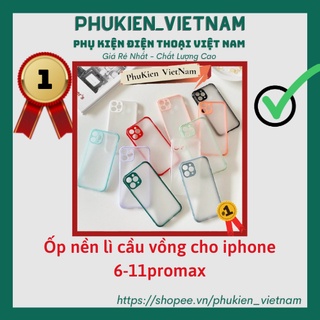 🌸 Ốp Iphone 🌸 Ốp lưng iPhone nền lì viền cầu vồng dành cho IP 6/6s/7/8/Plus/X/Xsmax/11/11pro/11promax( Ốp cứng)