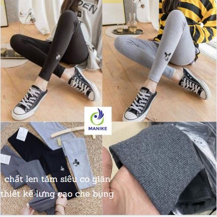 Quần legging len tăm mickey_legging body siêu co giãn_kèm ảnh thật