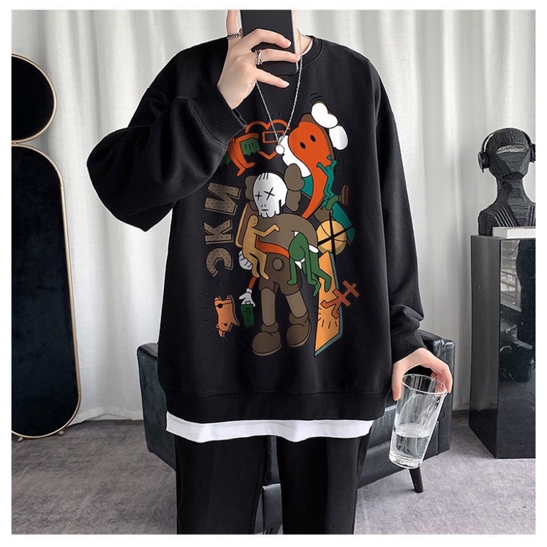 Áo Hoodie Nữ không Mũ, Hoodie nam nữ form rộng