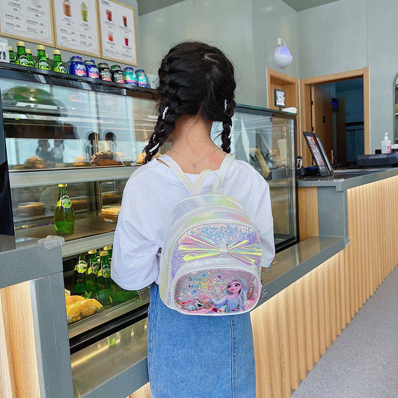 Balo mini phối nơ kim sa lấp lánh thời trang cho bé gái