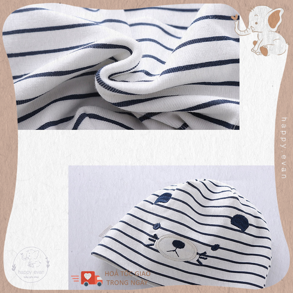 🅷.🄴🅅🄰🄽 Nón vải cotton 2 lớp cao cấp, chính hãng Heerte, cho bé sơ sinh 0-3 tháng.