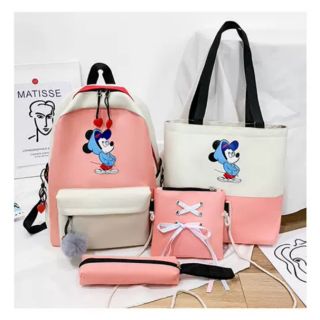Cặp đi học nữ loại mới, MẪU BALO MỚI VỀ CHUỘT ĐỘ NÓI SIÊU CUTE 4 MÓN HƯ HÌNH DỄ THƯƠNG