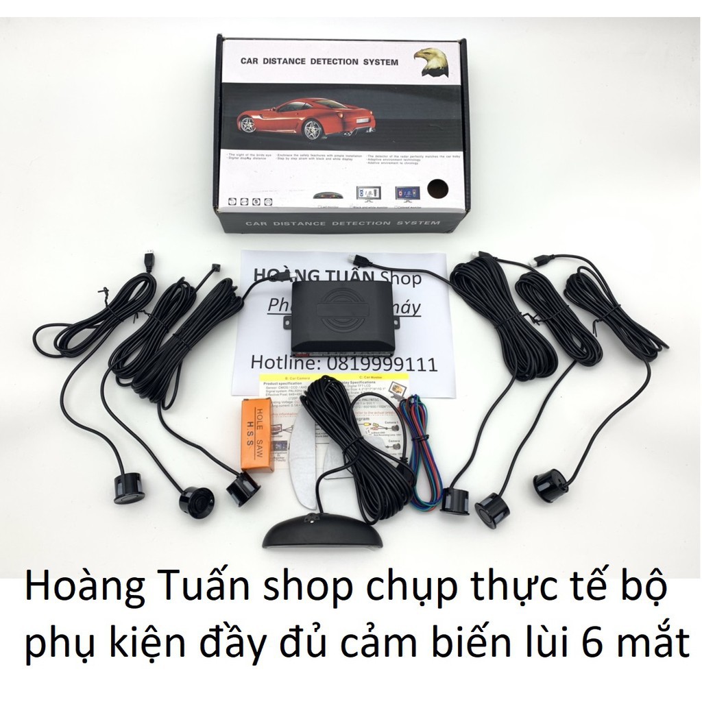 D4✽♝Cảm biến tiến lùi 6 mắt - 8 trước sau TẶNG mũi khoan kèm màn hình có chuông cảnh báo vật cản