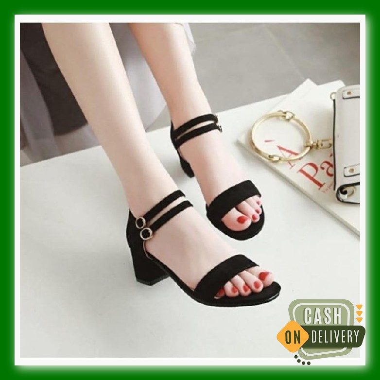 Giày Cao Gót Dây Ngắn Dễ Thương Bơm Công Sở Giản Dị Mẫu Đấu Sĩ Thời Trang Hàng Mới Nhập Khẩu!!! Giày Cao Gót Màu Đen Phối Nhung Phong Cách Hàn Quốc Rw 44 Dv Us42-36