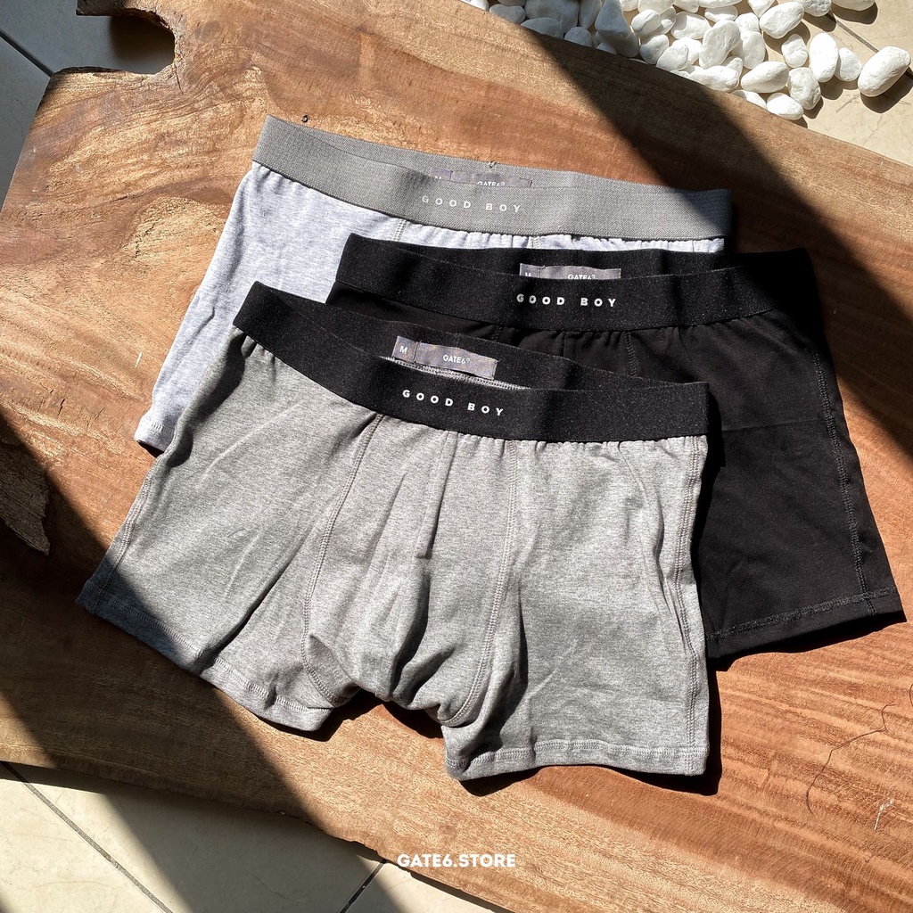 Quần Boxer Nam GATE6 Good Boy, sịp đùi vải cotton 4 chiều co giãn thoáng khí phối cạp 2 màu kiểu Hàn Quốc - #0023