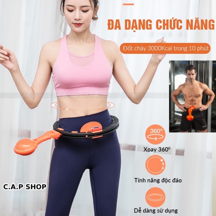 Vòng Lắc Tập Eo Đa Năng ⚡CHÍNH HÃNG⚡ Xoay Eo Automatic Hula Hoop Tập Thể Dục Tan Giảm Mỡ Bụng Thon Gọn Eo Có Đồng Hồ Đếm