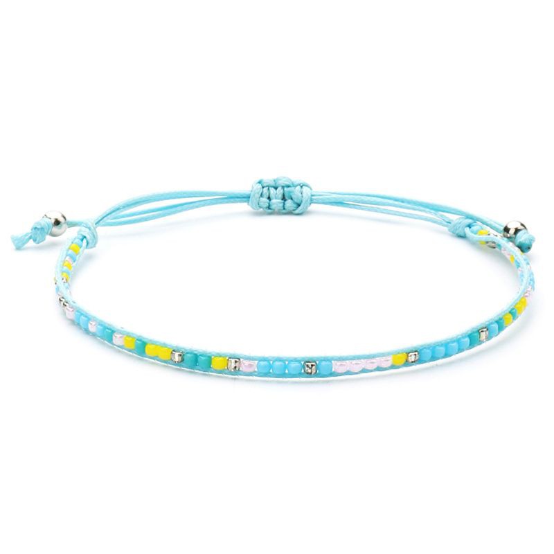 Vòng tay dây sáp handmade đan hạt nhựa phong cách dân tộc cổ điển